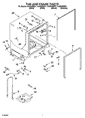 TUB AND FRAME PARTS Diagram and Parts List for KUDI02IRBT1  KitchenAid Dishwasher