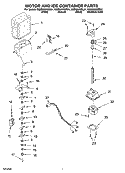 MOTOR AND ICE CONTAINER PARTS Diagram and Parts List for KSBS25INWH01  KitchenAid Refrigerator