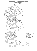 REFRIGERATOR SHELF PARTS Diagram and Parts List for 4YED5FHQKT01  Whirlpool Refrigerator