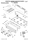 COOKTOP, BURNER AND GRATE PARTS Diagram and Parts List for KGCP467JSS04  KitchenAid Cooktop
