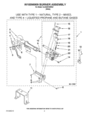 W10096909 BURNER ASSEMBLY Diagram and Parts List for 3LCGD9100WQ1  Whirlpool Dryer