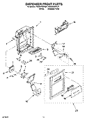 DISPENSER FRONT PARTS Diagram and Parts List for 7GS6SHEXPL01  Whirlpool Refrigerator