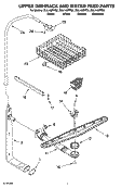 UPPER DISHRACK AND WATER FEED PARTS Diagram and Parts List for DUL140PPQ2  Whirlpool Dishwasher