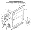DOOR AND LATCH Diagram and Parts List for KUDI01DLSS0  Whirlpool Dishwasher