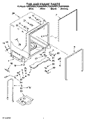 TUB AND FRAME PARTS Diagram and Parts List for KUDP02IRWH4  KitchenAid Dishwasher