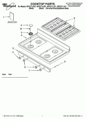 COOKTOP PARTS Diagram and Parts List for WFG371LVQ1  Whirlpool Range