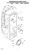 REFRIGERATOR LINER PARTS Diagram and Parts List for KSBS23INBL00  KitchenAid Refrigerator