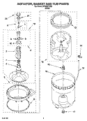 AGITATOR, BASKET AND TUB PARTS Diagram and Parts List for WTW5321SQ0  Whirlpool Washer