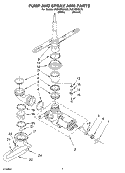 PUMP AND SPRAY ARM PARTS Diagram and Parts List for DU810SWLQ0  Whirlpool Dishwasher
