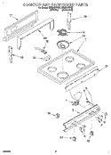 COOKTOP AND BACKGUARD Diagram and Parts List for RF3010XVN2  Whirlpool Range