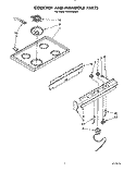 COOKTOP AND MANIFOLD Diagram and Parts List for RF0100XRW1  Whirlpool Range