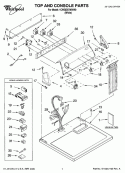 TOP AND CONSOLE PARTS Diagram and Parts List for 1CWGD5700VW0  Whirlpool Dryer