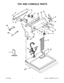 TOP AND CONSOLE PARTS Diagram and Parts List for 7MWGD1601AW0  Whirlpool Dryer