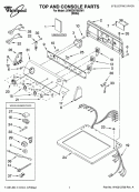 TOP AND CONSOLE PARTS Diagram and Parts List for 3XWED5705SW1  Whirlpool Dryer
