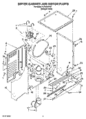 DRYER CABINET AND MOTOR PARTS Diagram and Parts List for YLTE5243DQ7  Whirlpool Washer Dryer Combo