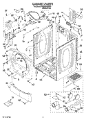 CABINET PARTS Diagram and Parts List for WED8410SW1  Whirlpool Dryer