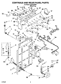 CONTROLS AND REAR PANEL PARTS Diagram and Parts List for LSW9750PW1  Whirlpool Washer
