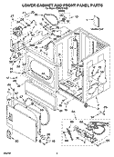 LOWER CABINET AND FRONT PANEL PARTS Diagram and Parts List for CSP2741KQ3  Whirlpool Dryer