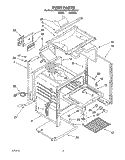OVEN Diagram and Parts List for SF314PEAW2  Whirlpool Range