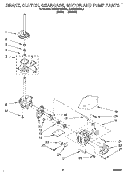 BRAKE, CLUTCH, GEARCASE, MOTOR AND PUMP Diagram and Parts List for KAWE570BWH1  KitchenAid Washer