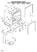 TUB AND FRAME PARTS Diagram and Parts List for KUDP02CRBL3  KitchenAid Dishwasher