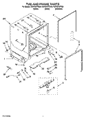 TUB AND FRAME PARTS Diagram and Parts List for KUDS03STSS0  KitchenAid Dishwasher