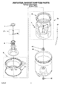 AGITATOR, BASKET AND TUB PARTS Diagram and Parts List for 7MBPL9764MQ1  Whirlpool Washer