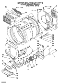 DRYER BULKHEAD PARTS Diagram and Parts List for LTG6234DQ3  Whirlpool Washer Dryer Combo