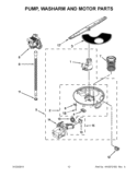 PUMP, WASHARM AND MOTOR PARTS Diagram and Parts List for WDF530PLYB4  Whirlpool Dishwasher