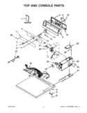 TOP AND CONSOLE PARTS Diagram and Parts List for YCEM2763BQ0  Whirlpool Dryer