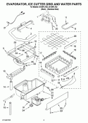 EVAPORATOR, ICE CUTTER GRID AND WATER PARTS Diagram and Parts List for GI15NFLTB2  Whirlpool Ice Maker