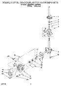 BRAKE, CLUTCH, GEARCASE, MOTOR AND PUMP Diagram and Parts List for LTG5243BW0  Whirlpool Washer Dryer Combo