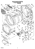 BULKHEAD PARTS Diagram and Parts List for WGD8410SW0  Whirlpool Dryer