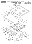 COOKTOP AND MANIFOLD Diagram and Parts List for FGP210EN1  Roper Range