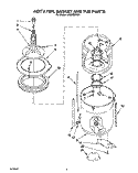 AGITATOR, BASKET AND TUB Diagram and Parts List for LA5243XYW1  Whirlpool Washer