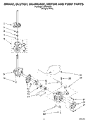BRAKE, CLUTCH, GEARCASE, MOTOR AND PUMP PARTS Diagram and Parts List for LSB6200KQ1  Whirlpool Washer