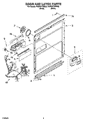 DOOR AND LATCH PARTS Diagram and Parts List for KUDC01TMBL0  KitchenAid Dishwasher