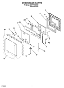 OVEN DOOR PARTS Diagram and Parts List for YKDRP707RS00  KitchenAid Range
