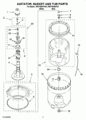 AGITATOR, BASKET AND TUB PARTS Diagram and Parts List for 7MWT99940VW0  Whirlpool Washer