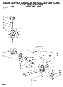 BRAKE, CLUTCH, GEARCASE, MOTOR AND PUMP PARTS Diagram and Parts List for 4PGSC9455JT2  Whirlpool Washer