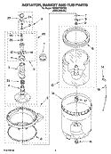 AGITATOR, BASKET AND TUB PARTS Diagram and Parts List for 7MWS87750TW0  Whirlpool Washer