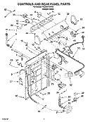 CONTROLS AND REAR PANEL PARTS Diagram and Parts List for 7MLXR6133PQ0  Whirlpool Washer