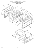 DOOR AND DRAWER Diagram and Parts List for SF367PEYW7  Whirlpool Range