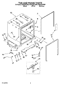 TUB AND FRAME PARTS Diagram and Parts List for KUDA03CTBL3  KitchenAid Dishwasher