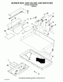 BURNER BOX, GAS VALVES, AND SWITCHES Diagram and Parts List for KGCU482VSS00  KitchenAid Cooktop