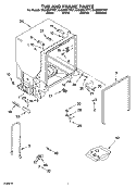 TUB AND FRAME PARTS Diagram and Parts List for GU2400XTPT7  Whirlpool Dishwasher