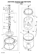 AGITATOR, BASKET AND TUB PARTS Diagram and Parts List for ETW4400VQ0  Estate Washer