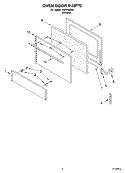OVEN DOOR Diagram and Parts List for FEP210EN6  Roper Range