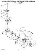 BRAKE, CLUTCH, GEARCASE, MOTOR AND PUMP PARTS Diagram and Parts List for 4KATW4605TQ0  KitchenAid Washer