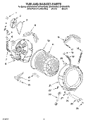 TUB AND BASKET PARTS Diagram and Parts List for GHW9250MQ0  Whirlpool Washer